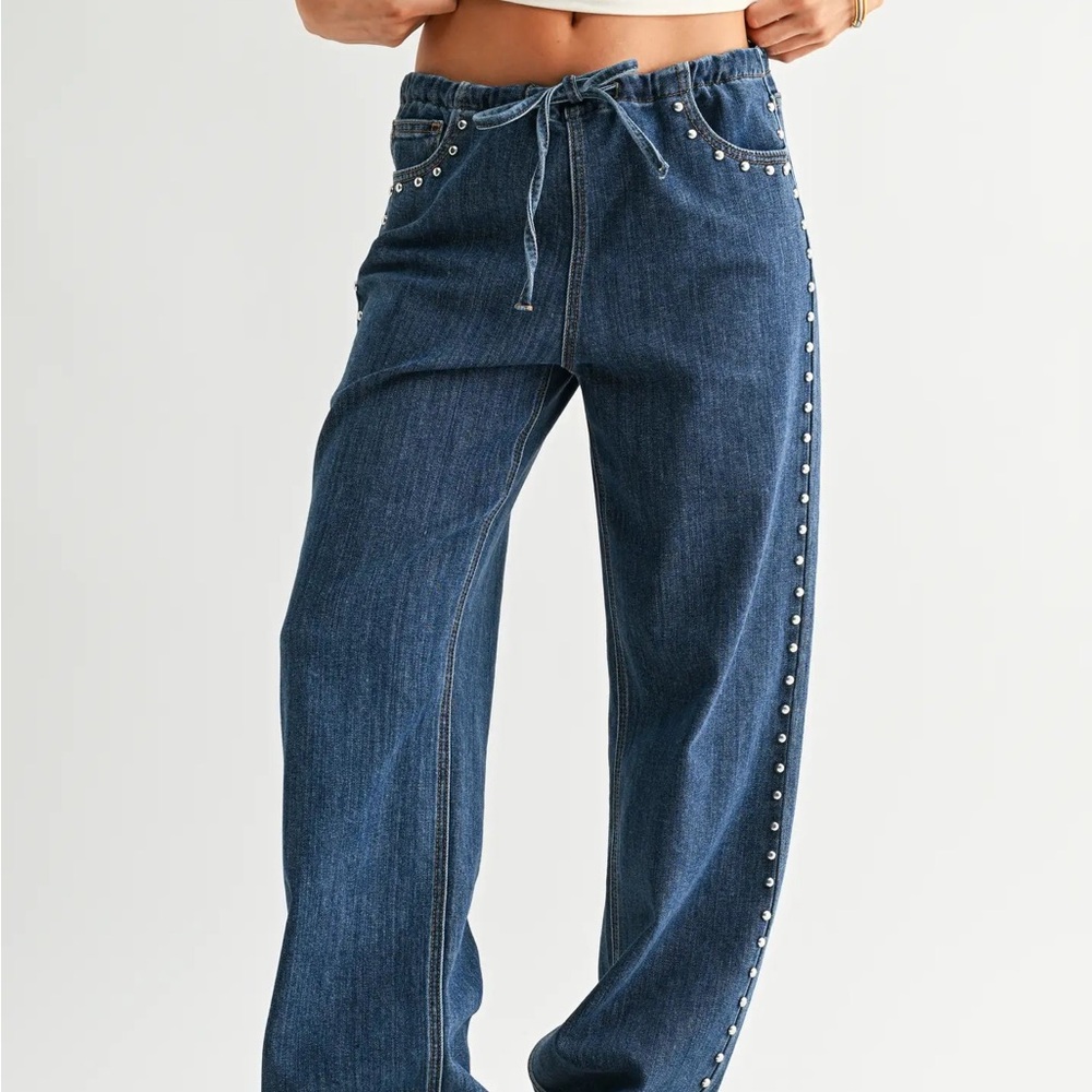 Studded Drawstring Jeans - image 4